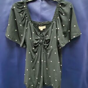 LOFT Black and White Polka Dot Blouse